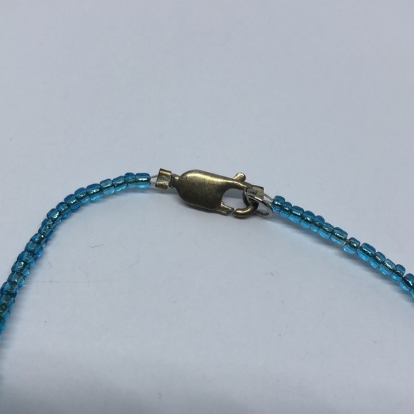 BLUE seed bead pearl and stone anklet or bracelet sterling clasp - Picture 3 of 3